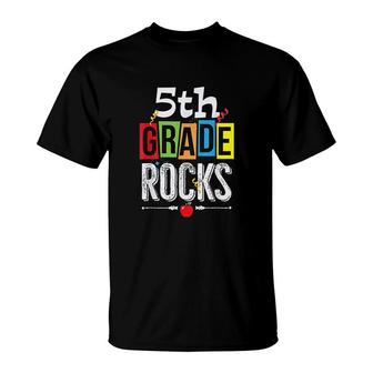 5th Fifth Grade Rocks Back To School T-Shirt | Mazezy