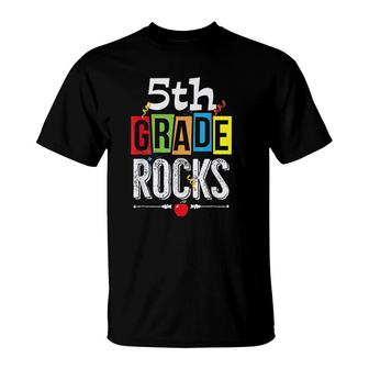 5th Fifth Grade Rocks Back To School T-Shirt | Mazezy