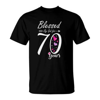 70Th Birthday Tee Gift And Blessed For 70 Years Birthday T-Shirt | Mazezy
