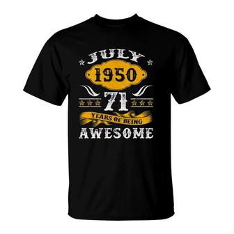 71St Birthday Decorations July 1950 Men Women 71 Years Old T-Shirt | Mazezy