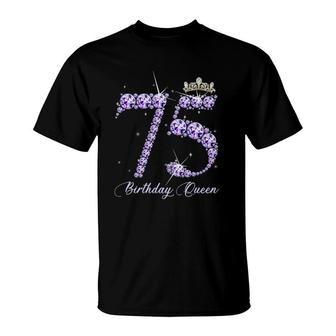 75 Years Old It's My 75Th Birthday Queen Diamond Heels Crown T-Shirt | Mazezy