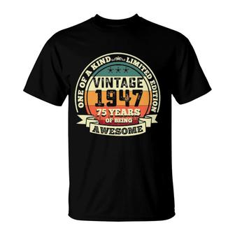 75Th Birthday Vintage Retro Awesome 1947 75 Years Old T-Shirt | Mazezy