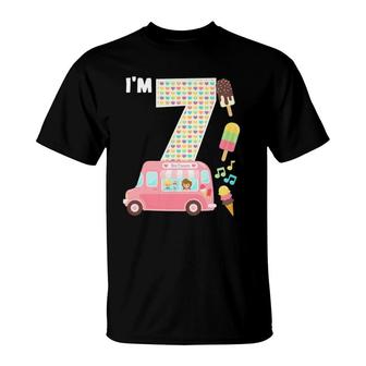 7Th Birthday Crew Ice Cream Truck I'm 7 Bday Ice Cream Party T-Shirt | Mazezy