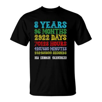 8 Years Of Being Awesome Happy 8Th Birthday Eight Countdown T-Shirt | Mazezy