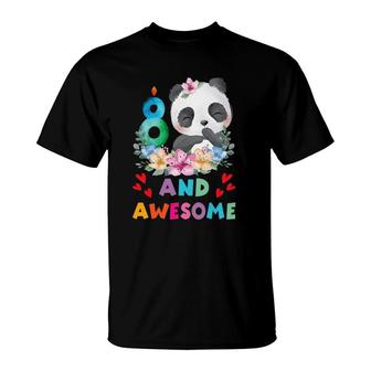 8 Years Old 8Th Birthday Panda Unicorn Girl Party Gift T-Shirt | Mazezy