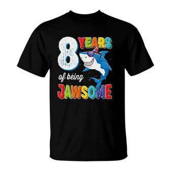 8 Years Old Boys Kids Jawsome Shark 8Th Birthday T-Shirt | Mazezy