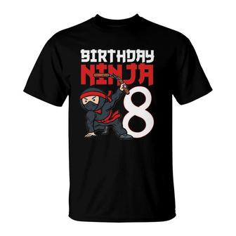 8Th Birthday Ninja I'm 8 Years Old Bday Party Best Boy T-Shirt | Mazezy
