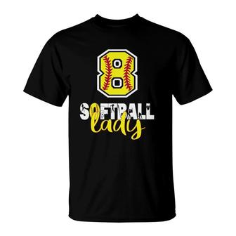 8Th Birthday Softball Lady Girl 8 Years Old Softball Lover T-Shirt | Mazezy UK