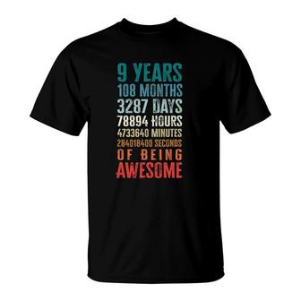 9 Years 108 Months Of Being Awesome Happy 9Th Birthday Gifts T-Shirt | Mazezy CA