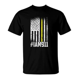 911 American Flag Dispatch Er Usa Thin Gold Line Operator T-Shirt | Mazezy