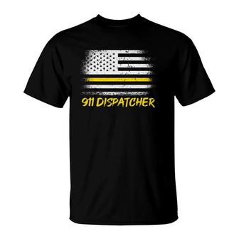 911 Dispatcher Appreciation Thin Yellow Line T-Shirt | Mazezy