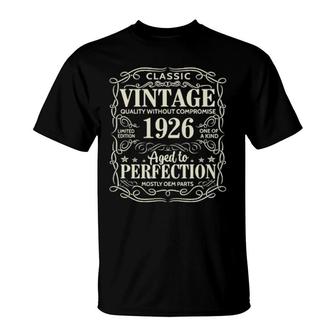 96Th Birthday Vintage Perfection Aged 1926 96 Yrs Old T-Shirt | Mazezy