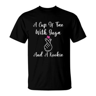 A Cup Of Tea With Sugar And A Cookie Korean Finger Hearts T-Shirt - Thegiftio UK