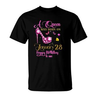 A Queen Was Born On January 28, 28Th January Birthday Gift T-Shirt | Mazezy