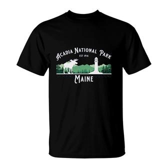 Acadia National Park Maine Lighthouse Moose Hiking Souvenir T-shirt - Thegiftio UK