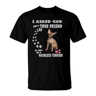 Aht Dog Quote Mom Dad Print Cute American Hairless Terrier T-Shirt | Mazezy