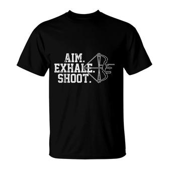 Aim Exhale Bow Hunting Archer T-Shirt | Mazezy