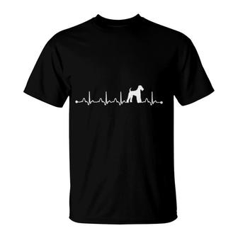 Airedale Terrier Herzschlag Ekg Airedale Terrier Hundemama T-Shirt | Mazezy