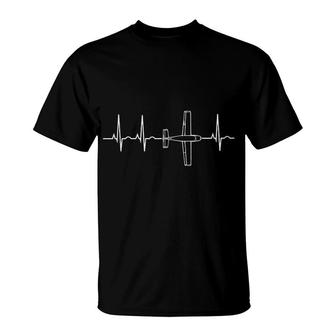 Airplane Pilot Heartbeat T-Shirt | Mazezy