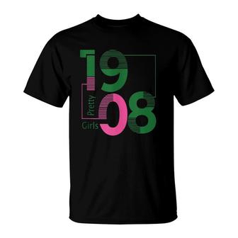 Aka Sorority 1908 Hbcu Pink And Green Pride T-Shirt | Mazezy