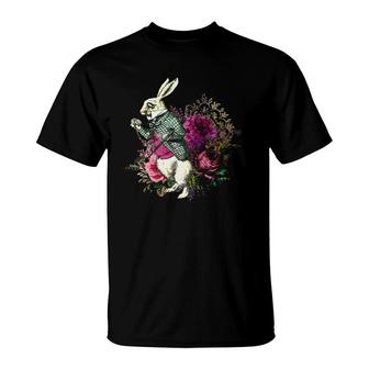 Alice Wonderland White Rabbit Pocket Watch T-Shirt | Mazezy
