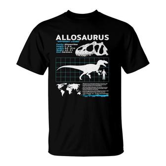 Allosaurus Fact Sheet Allosaurus Dino T-Shirt | Mazezy