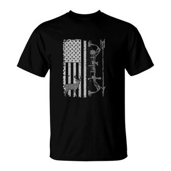 American Deer Hunting Bow Flag T-Shirt | Mazezy