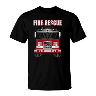 American Fire Rescue Firefighter Department Truck Fireman T-Shirt | Mazezy DE