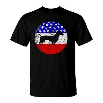 American Flag Dachshund Vintage Retro Dachshund Dog T-Shirt | Mazezy