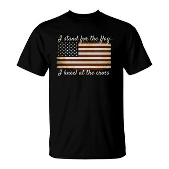 American Flag I Stand For Flag Christian Patriotic T-Shirt | Mazezy