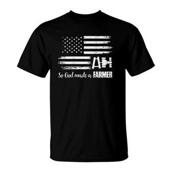 American Flag Tractor So God Made A Farmer T-Shirt | Mazezy