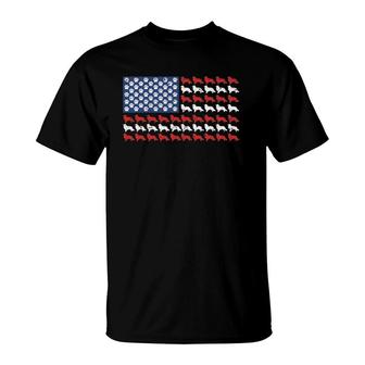 American Flag Usa Rough Collie 4Th Of July With Dog Paw T-Shirt | Mazezy