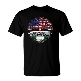 American Grown Nigerian Roots Nigeria Flag T-Shirt | Mazezy