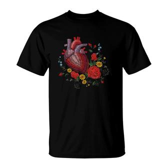 Anatomical Heart And Flowers Show Your Love Women Men Version T-Shirt | Mazezy
