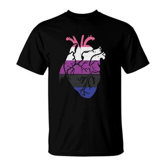 Anatomical Heart Genderfluid Nurse Pride Flag Lgbtq Gift T-Shirt | Mazezy