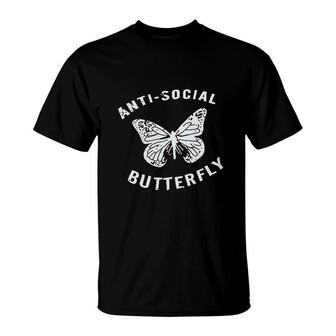 Antisocial Butterfly Funny T-Shirt | Mazezy