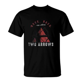 Archery Puns Nock Nock Humor Hunting T-Shirt | Mazezy