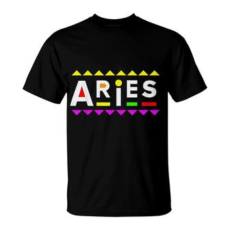 Aries Zodiac Design 90s Style T-Shirt | Mazezy