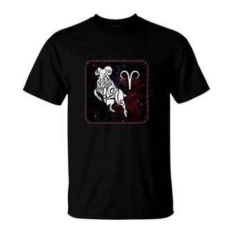 Aries Zodiac Sign Horoscope In Space T-Shirt | Mazezy