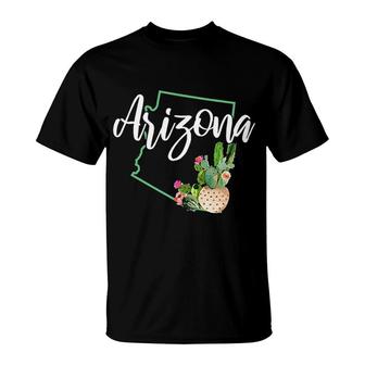 Arizona Pride State Map Cactus Vintage Arizona T-Shirt - Seseable