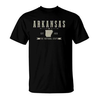 Arkansas Est 1836 Natural State Vintage Zip T-Shirt | Mazezy