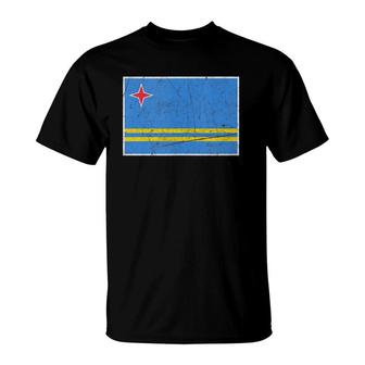 Aruba Flag With Vintage Aruban National Colors T-Shirt | Mazezy UK