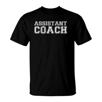 Assistant Coach White Text T-Shirt | Mazezy DE