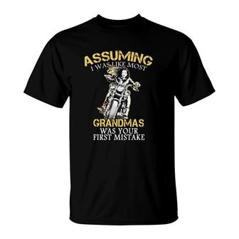 Assuming I Was Like Most Grandmas Was Your First Mistake Motorcycle Grandmother Vintage T-Shirt | Mazezy AU