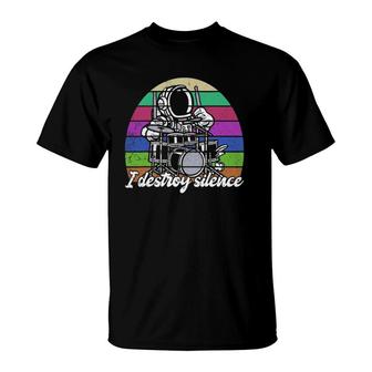 Astronaut Drumsticks Musician Space Drums T-Shirt | Mazezy