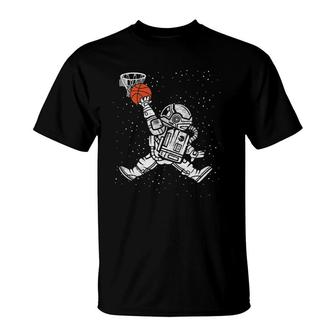 Astronaut Slam Dunk Basketball Space T-Shirt | Mazezy