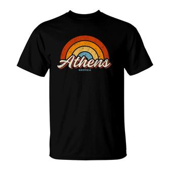 Athens Georgia Ga Vintage Rainbow Retro 70S T-Shirt | Mazezy