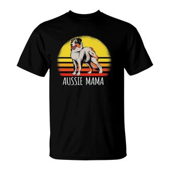 Australian Shepherd Aussie Mama Dog Lover Retro T-Shirt | Mazezy