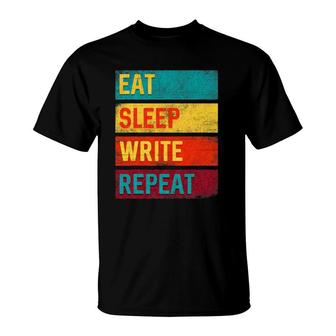 Author Gift Eat Sleep Write Repeat T-Shirt | Mazezy