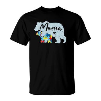 Autism Awareness Mama Bear Mom T-Shirt | Mazezy